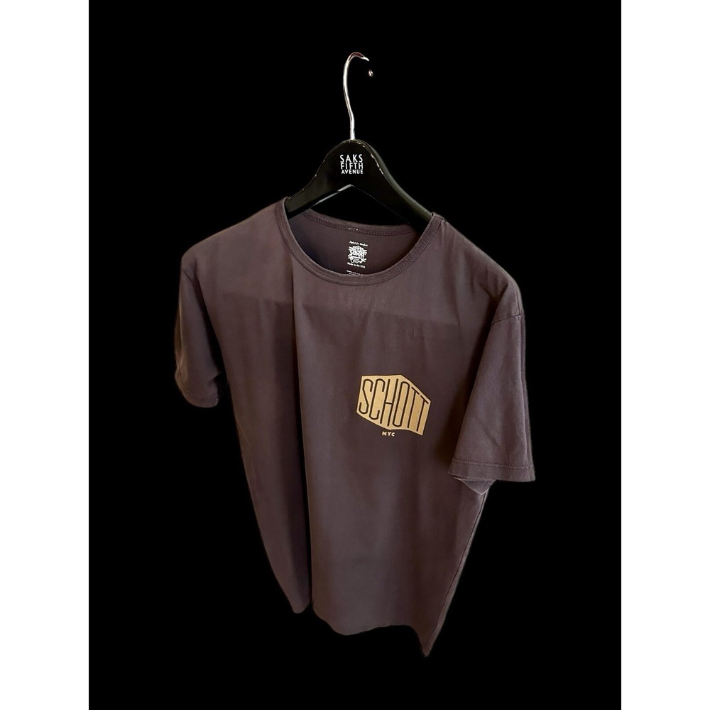 Schott NYC Brown Graphic T-shirt Sz Small Made In USA‎
